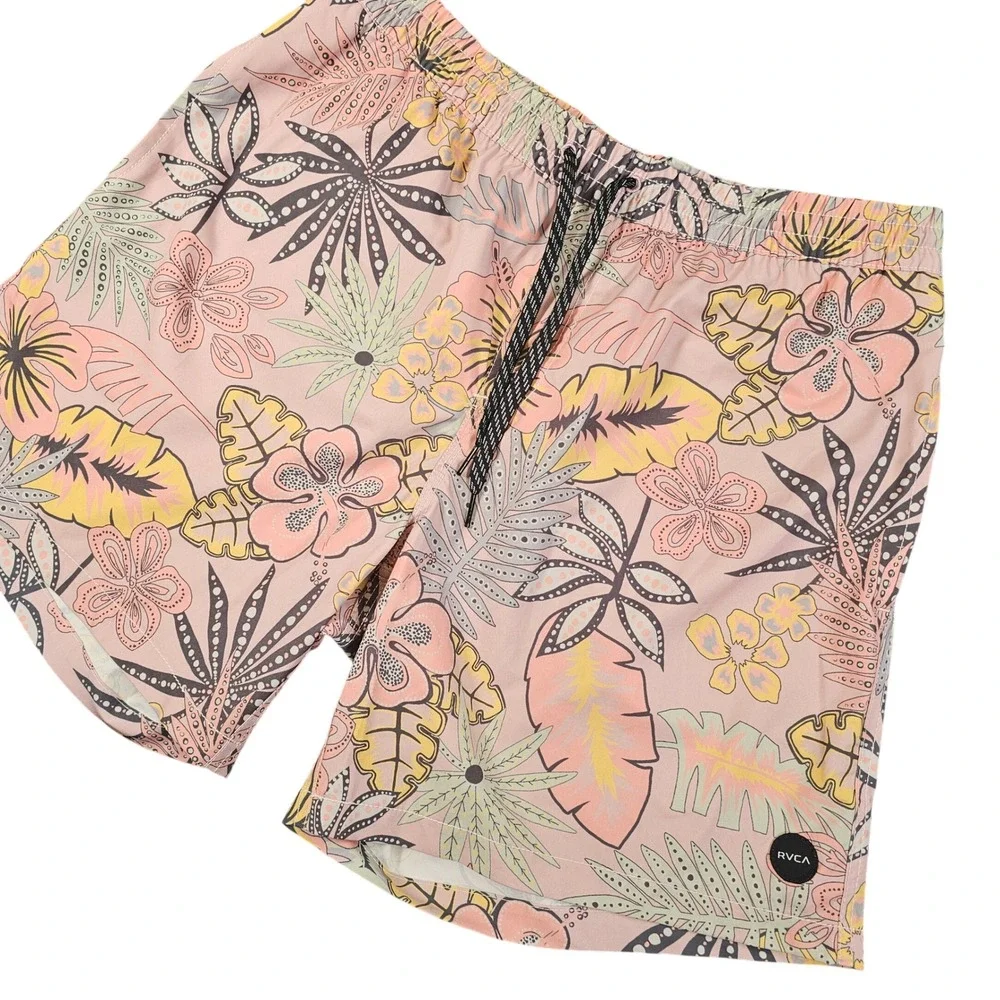 RVCA Mens Tropical Floral Swim Trunks Board Shorts Size Large California Surf